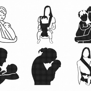mother carrying a baby svg, eps, png, dxf, clipart for cricut and silhouette
