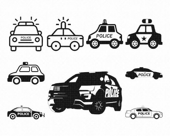 Download Police Car Svg Eps Png Dxf Clipart For Cricut And Etsy