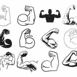 brazo fuerte flex svg, eps, png, dxf, clipart para cricut y silueta