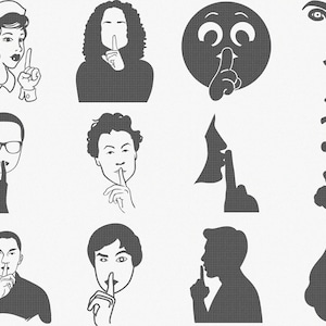 shh quiet gesture svg, eps, png, dxf, clipart for cricut and silhouette