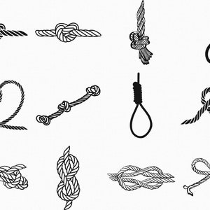 Watercolor Marine Knots, Nodes, Nautical Clip Art Anchor, Rope