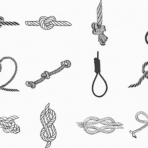 Watercolor Marine Knots, Nodes, Nautical Clip Art Anchor, Rope