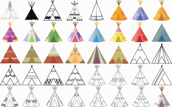 tipi teepee tent native american svg, eps, png, dxf, clipart for cricut and  silhouette