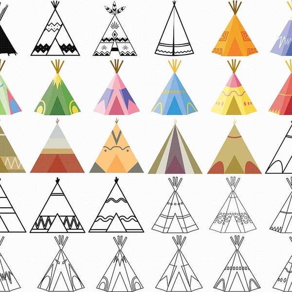 tipi teepee tent native american svg, eps, png, dxf, clipart for cricut and silhouette