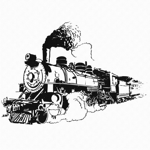 old train retro locomotive steam svg, eps, png, dxf, clipart for cricut and silhouette