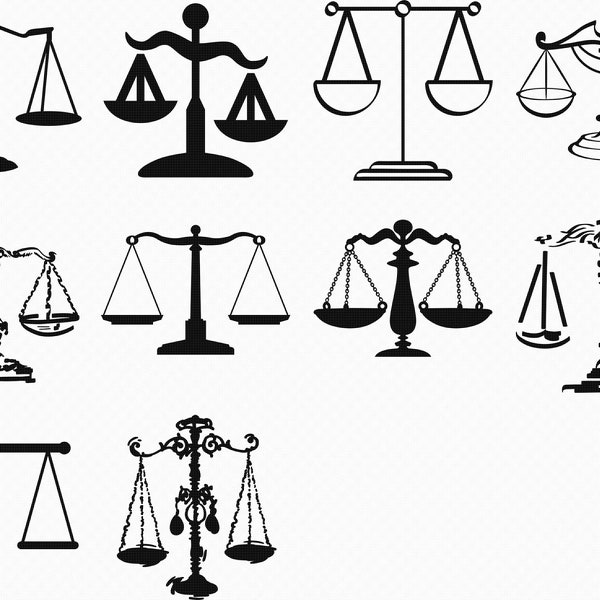 justice scales svg, eps, png, dxf, clipart for cricut and silhouette