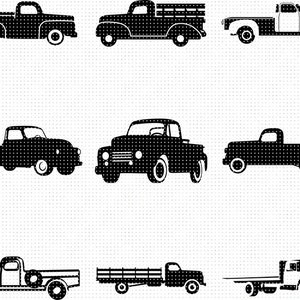vintage farm pickup truck svg bundle svg, eps, png, dxf, clipart for cricut and silhouette