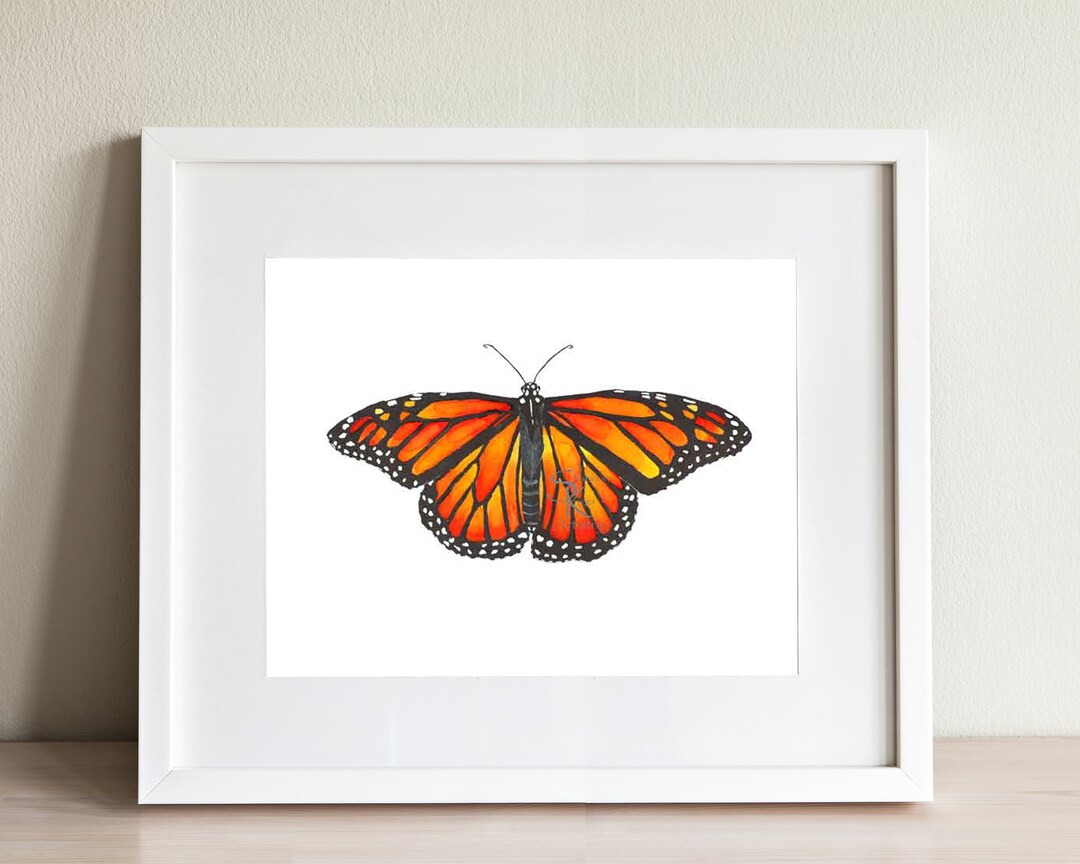 Monarch Butterfly Art Print, Watercolor Painting Butterfly Wall Art ...