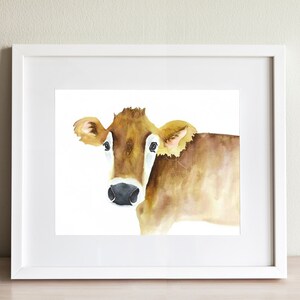 Cow art print, watercolor cow painting, farmhouse wall art print, livestock wall art, farm animal print for nursery, kitchen art, cow print