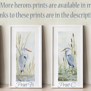 Blue heron art print, great blue heron painting, heron wall art, beach bird wall art, sea grass painting for beach house, gift for mom image 5