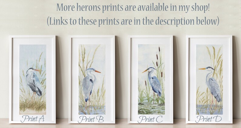 Blue heron art print, great blue heron painting, heron wall art, beach bird wall art, sea grass painting for beach house, gift for mom image 5