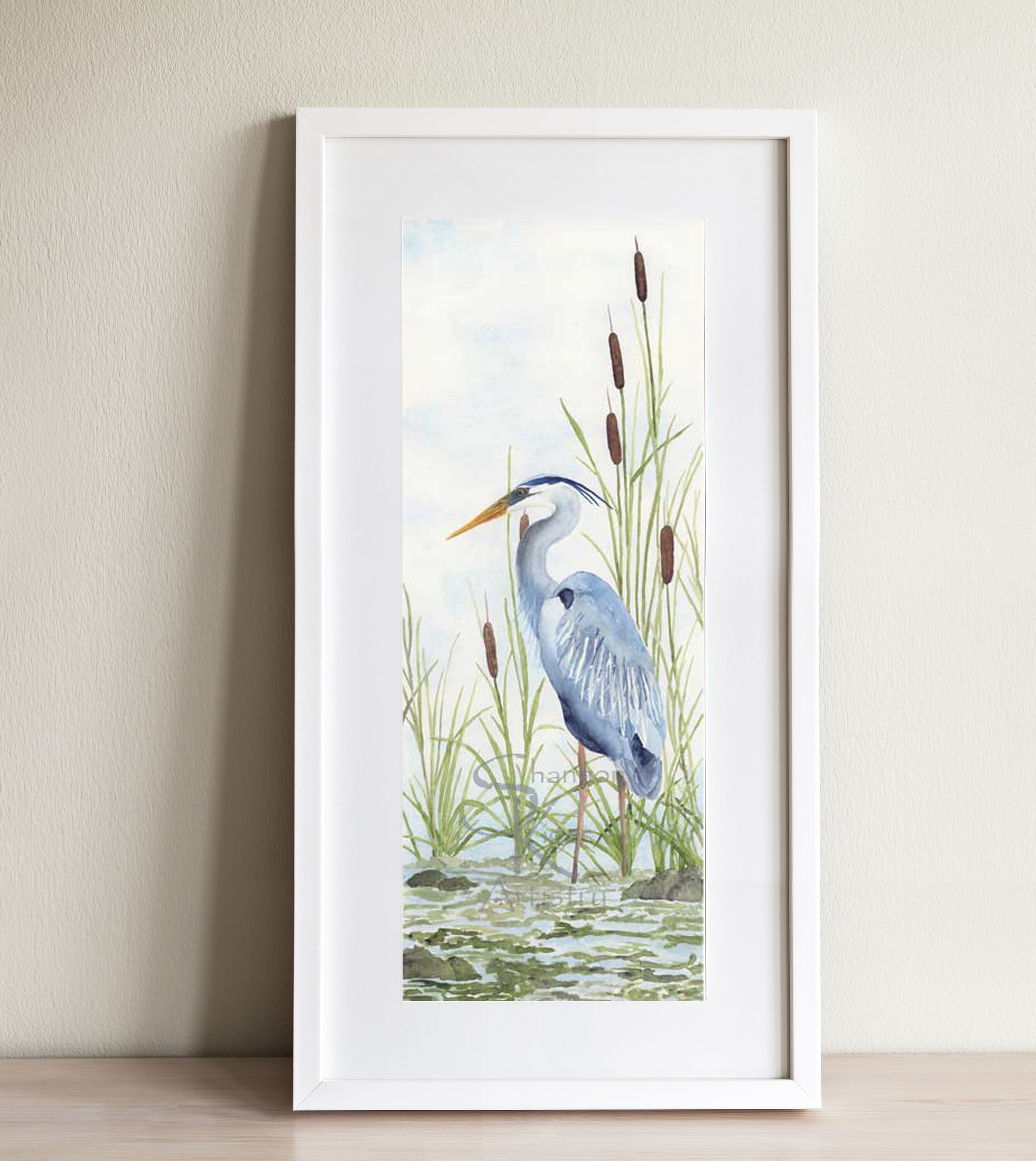 Great Blue Heron Print watercolor artwork art prints set of | Etsy
