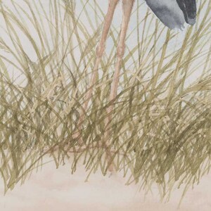 Blue heron art print, great blue heron painting, heron wall art, beach bird wall art, sea grass painting for beach house, gift for mom image 3