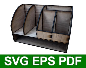 Archivo de corte para organizador de escritorio: SVG, EPS y PDF cortados con láser (descarga digital)