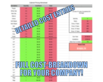 Cabinet Pricing Spreadsheet: Woodworking Quoting Form