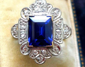 Antique 18ct Gold Sapphire And Diamond Cluster Ring, Classic Antique jewellery