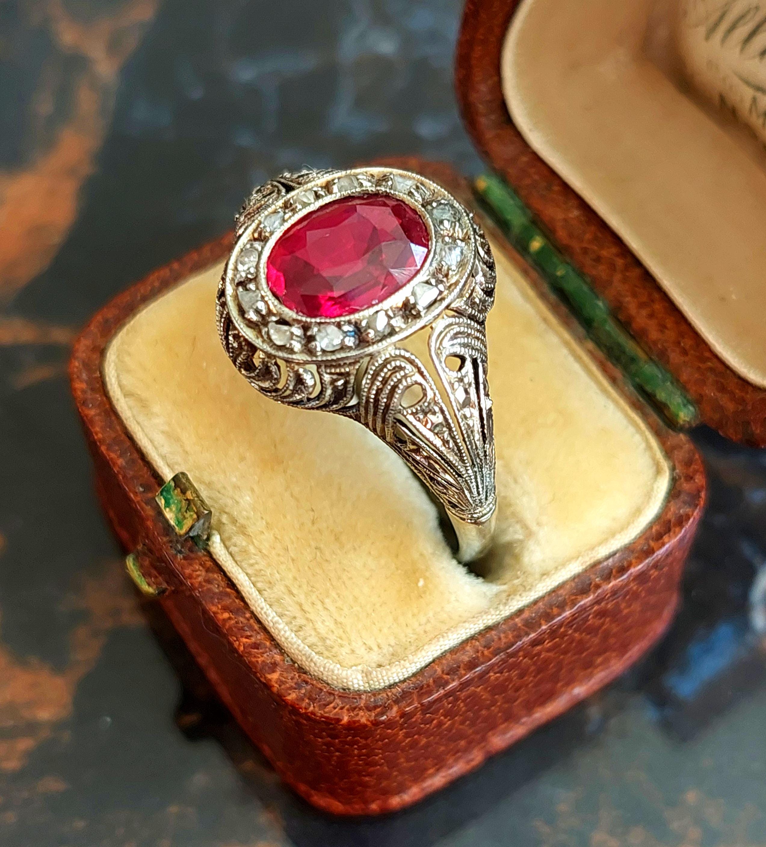 Argento 925 Anello Con Spinello Rosso Anello – Granato, Spinello