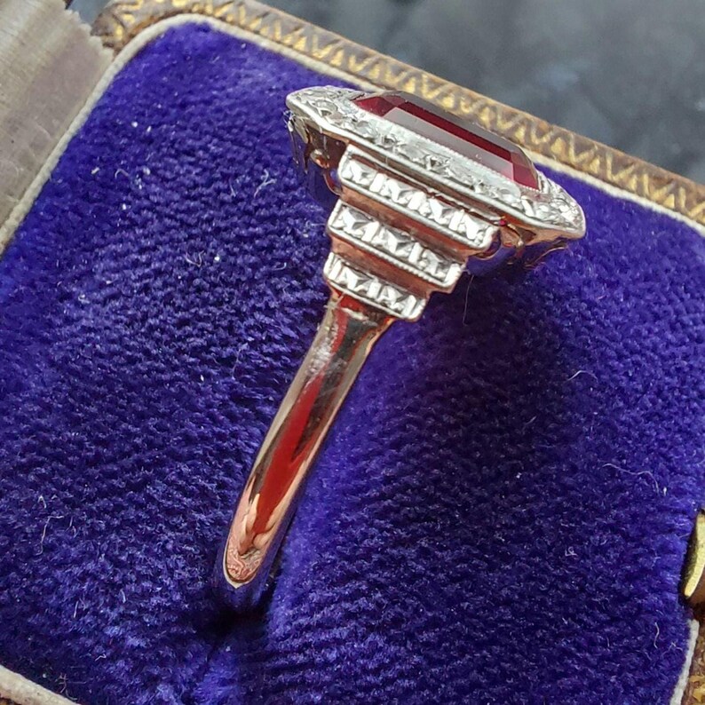 ANTIQUE 18ct Ruby and Old Cut Diamond Ring, Unique Antique jewellery, Antique wedding rings image 7
