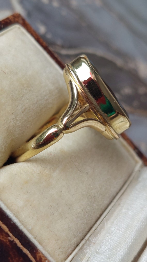 Antique 18ct yellow gold oval cut garnet ring siz… - image 5