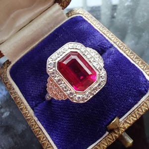 ANTIQUE 18ct Ruby and Old Cut Diamond Ring, Unique Antique jewellery, Antique wedding rings image 1