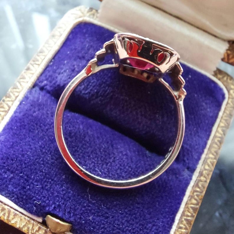ANTIQUE 18ct Ruby and Old Cut Diamond Ring, Unique Antique jewellery, Antique wedding rings image 6
