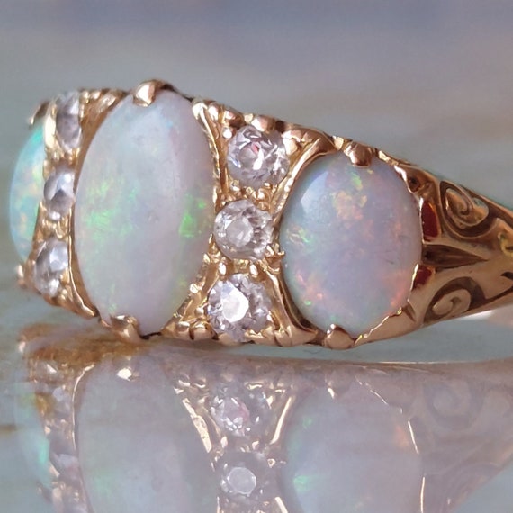 Extraordinary 18ct gold Antique Edwardian opal ri… - image 6