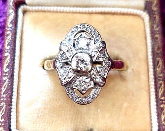 Vintage 18k Gold Art Deco-Style Diamond Cluster Ring
