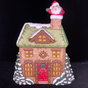 Tufted ceramic Christmas house