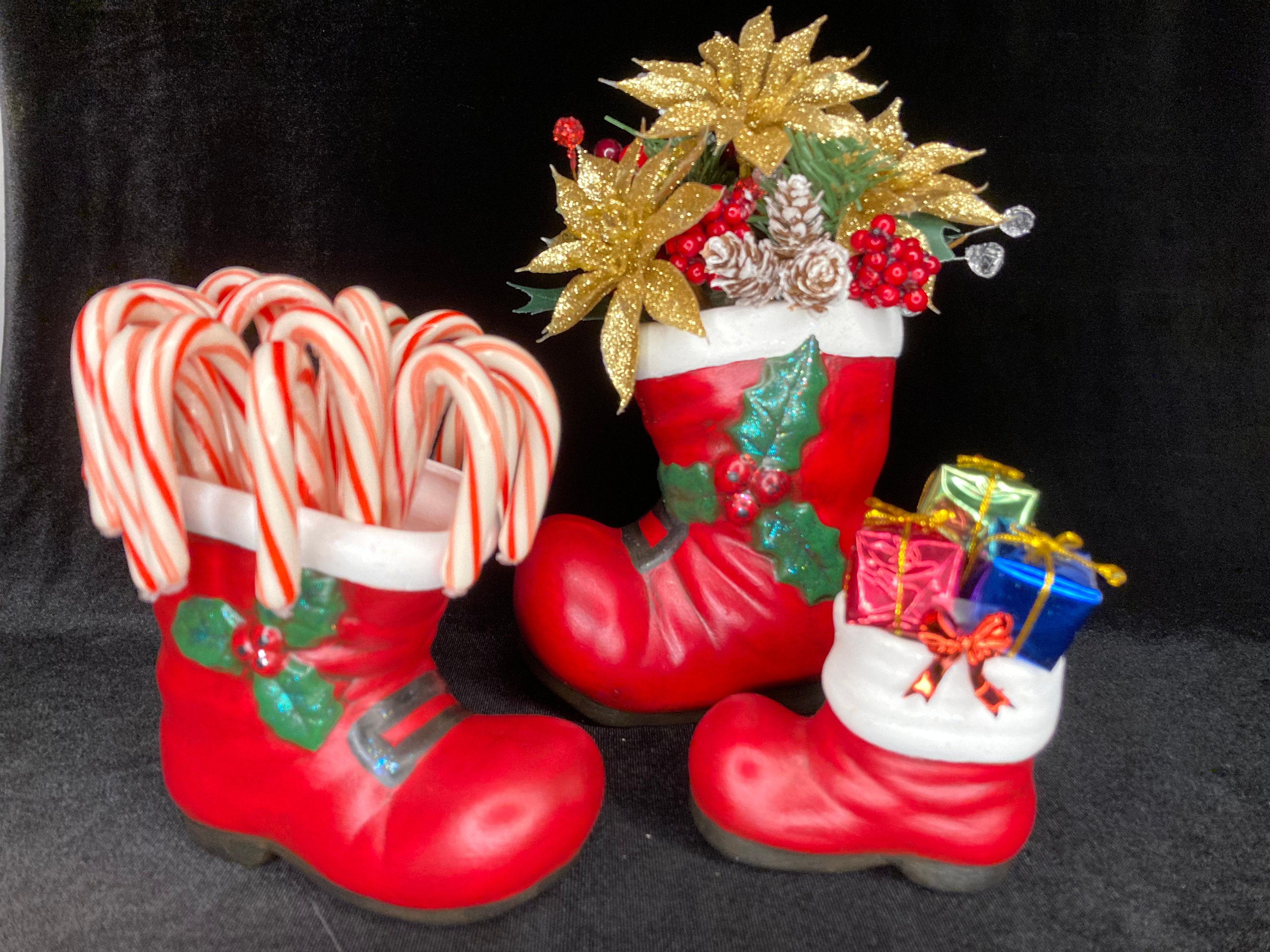 Ceramic Santa Boots (multi Sizes) - Etsy Ceramic Santa Boots (multi Sizes) - Etsy