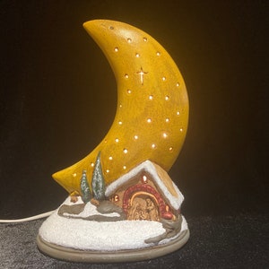 Ceramic nativity scene with moon