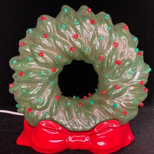 Large lighted ceramic wreath