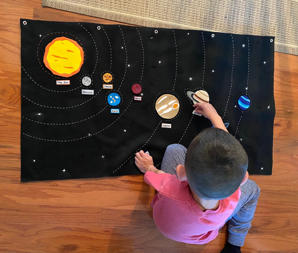 Solar System Felt Wall Chart Educational Teaching Device Etsy