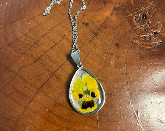 Pansy Necklace | Real Pansy | Floral Pendant | Real Flower Necklace