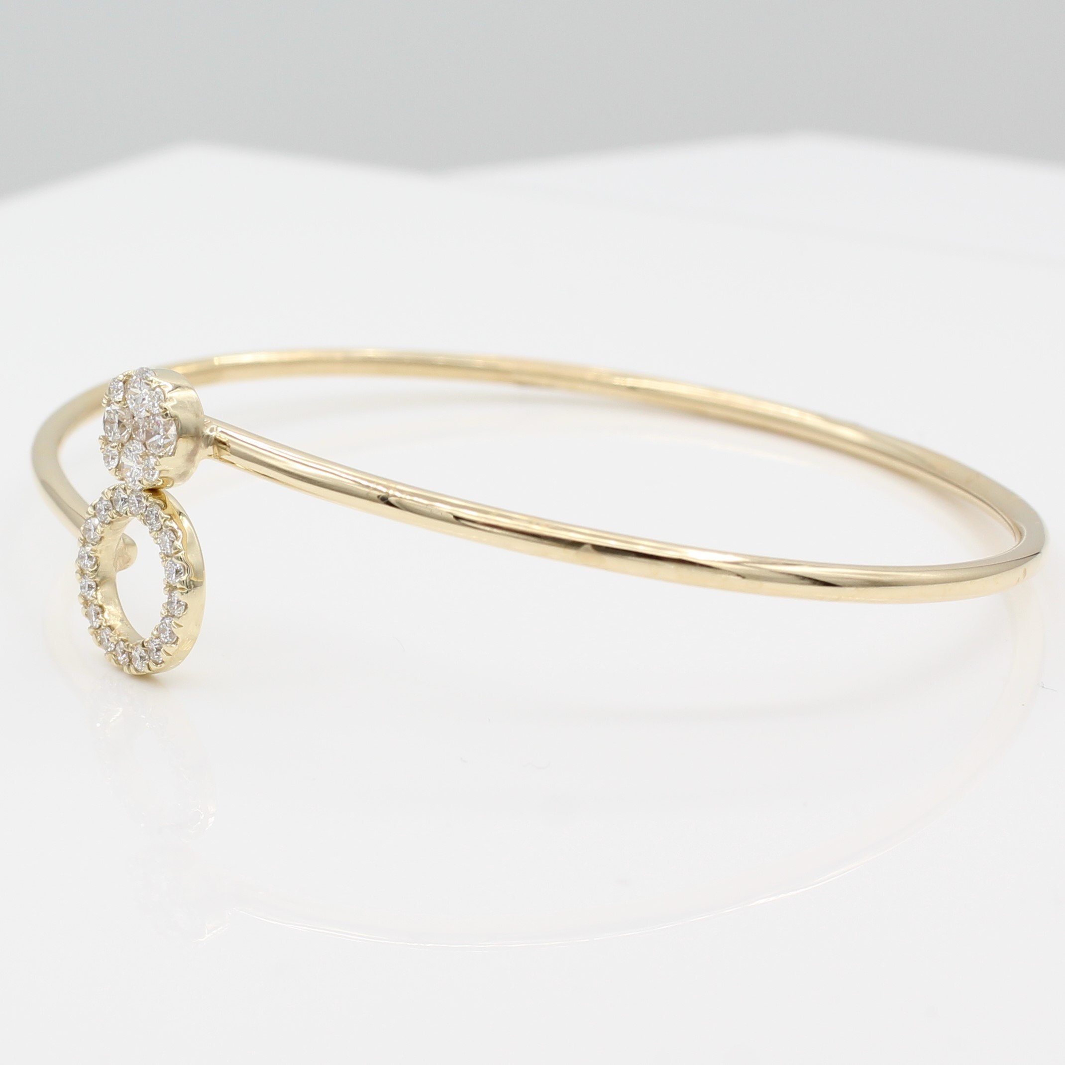 14k Around & Around Locking Diamond Bangle Bracelet Etsy