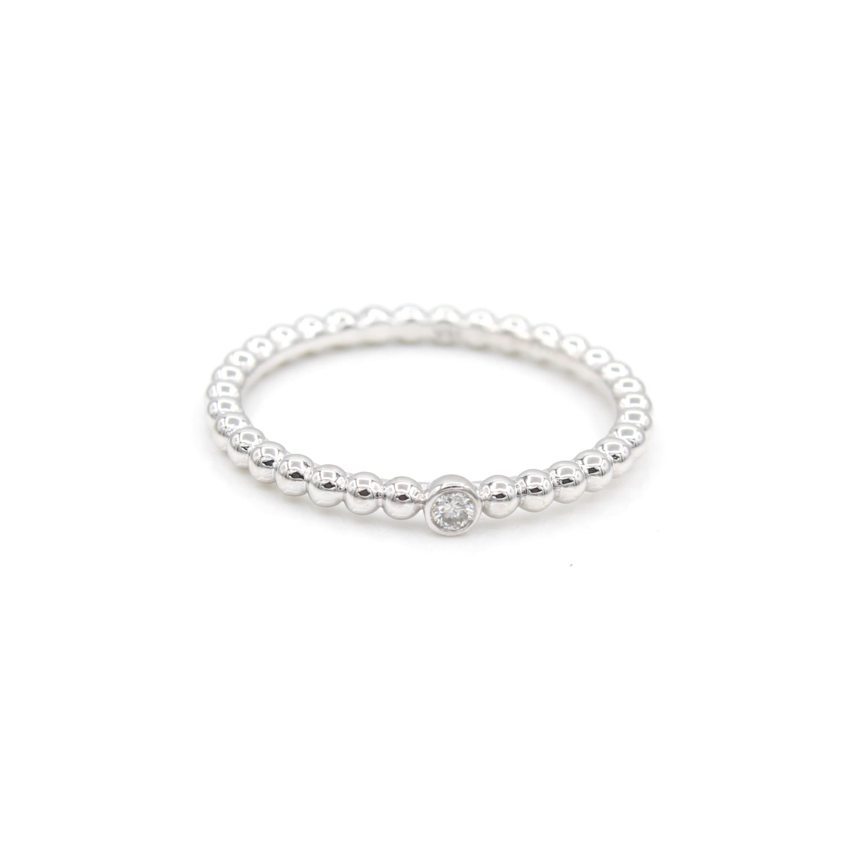 14k Single Bezelset Diamond Beaded Ring Etsy UK