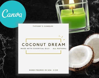 Candle Label Template - Custom Product Label - Candle Labels - Editable Label Template