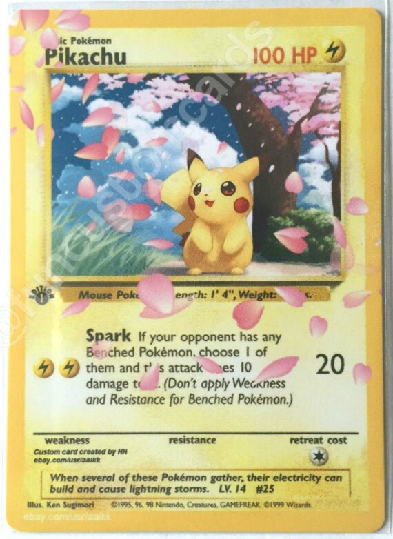 Pikachu Pokemon Card Floral Theme Custom Made Non Holo