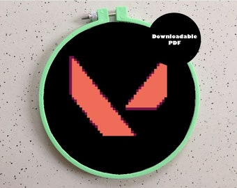 Valorant logo kruissteekpatroon, kruissteekpatronen voor videogames