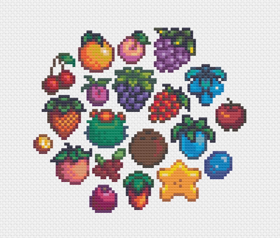 Stardew Valley Fruits Cross Stitch Pattern Etsy