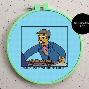 Simpsons - Ångkokta skinkor - Korsstygnsmönster, direkt PDF-nedladdning
