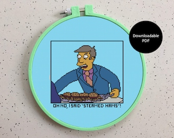The Simpsons - gestoomde hammen - Cross Stitch patroon, Instant PDF downloaden