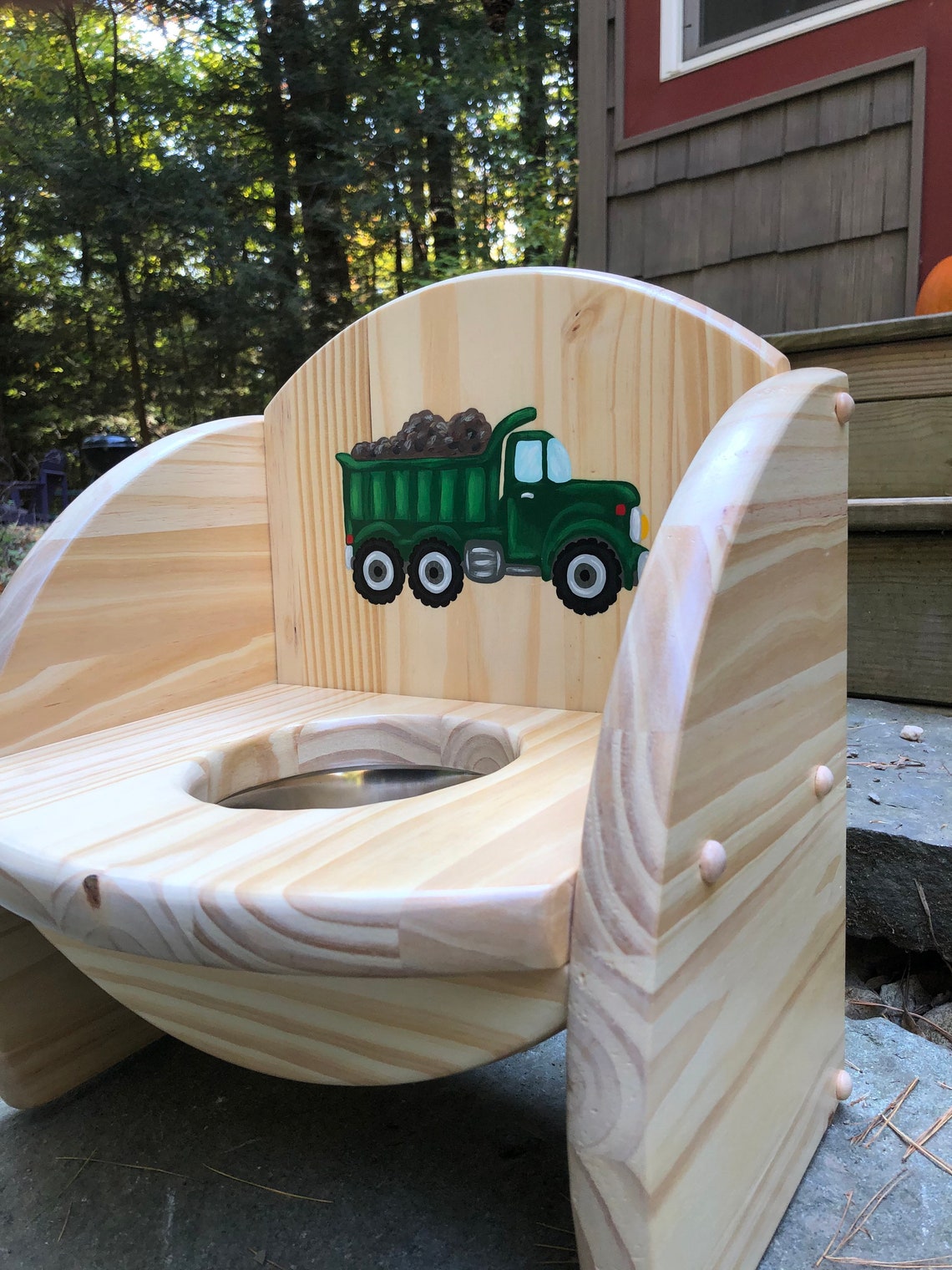 Custom/personalized, Wooden Potty Chair, Handmade, Natural Wood, Hand Painted, Potty Training