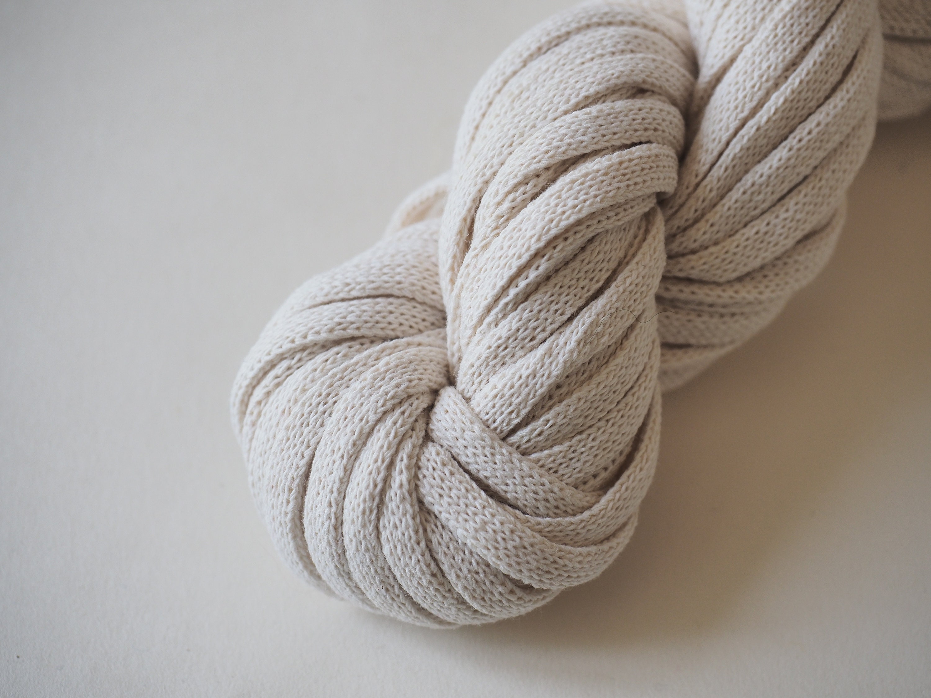 100 Cotton Tape Yarn Undyed / Chunky Cotton Ribbon Yarn / Etsy
