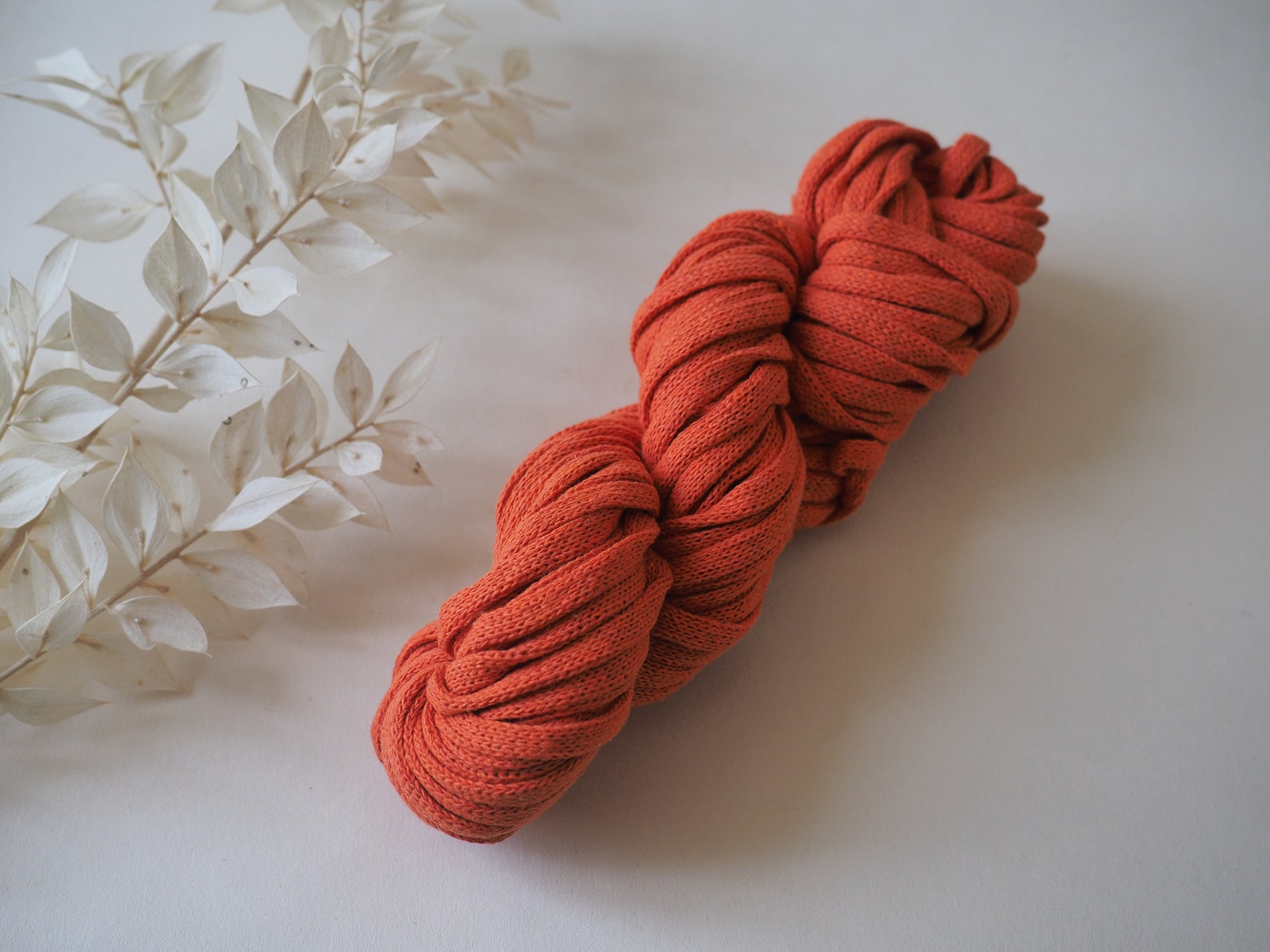 100 Cotton Tape Yarn Deep Orange / Chunky Cotton Ribbon Yarn Etsy