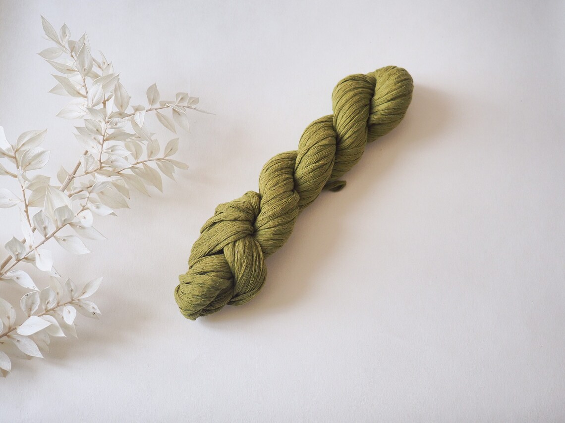 Waxed Cotton Tape Yarn Olive / Worsted Yarn / Weaving Yarn/ Etsy Sweden