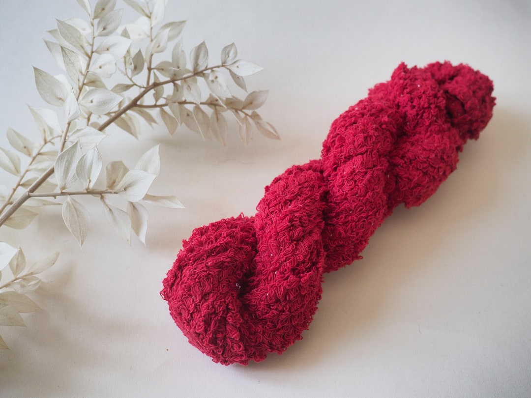 Red Boucle Cotton Yarn Craft Yarn Thick Bouclé Yarn Etsy