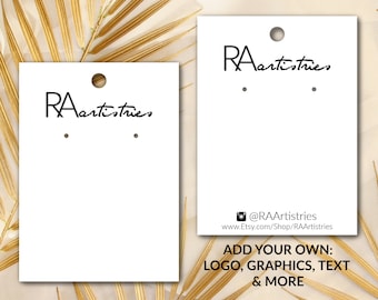Custom Earring Holder Display Cards With Your Printed Logo Words | For Jewelry Brand Label Packaging - Rectangle Sharp EdgeSet of 25+