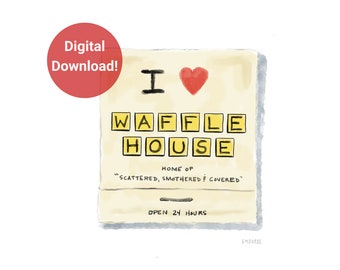 Waffle House Matchbook Print Digital Download - Matchbook Art Instant Download