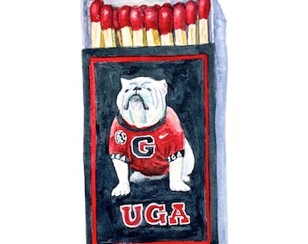 UGA Mascot Matchbox Watercolor Print – A Bulldog Lover's Dream