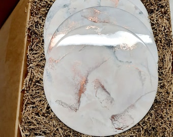 Pink Resin Placemats with Rose Gold: Elegant Table Decor, Set of 4